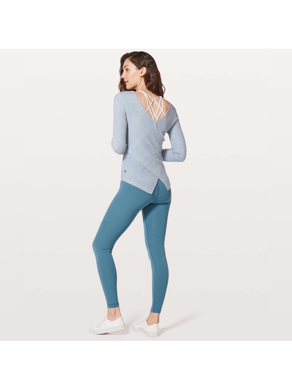 lululemon athletica Light Blue V‑Neck Sweater with Strappy Back